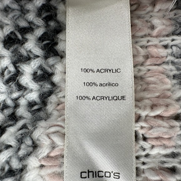 Chicos Western Cardigan Sweater size Large MED Chunky Knit Fringe - Picture 6 of 9